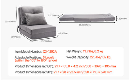 SucceBuy Floor Chair Recycled Foam Folding Sofa Chair Multifunctional Floor Chair with Back Support Ideal for Sleeping Reading