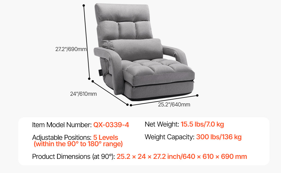 SucceBuy Floor Chair Recycled Foam Folding Sofa Chair Multifunctional Floor Chair with Back Support Ideal for Sleeping Reading