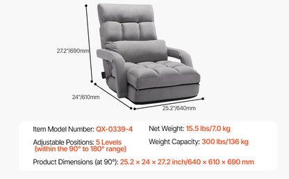 SucceBuy Floor Chair Recycled Foam Folding Sofa Chair Multifunctional Floor Chair with Back Support Ideal for Sleeping Reading