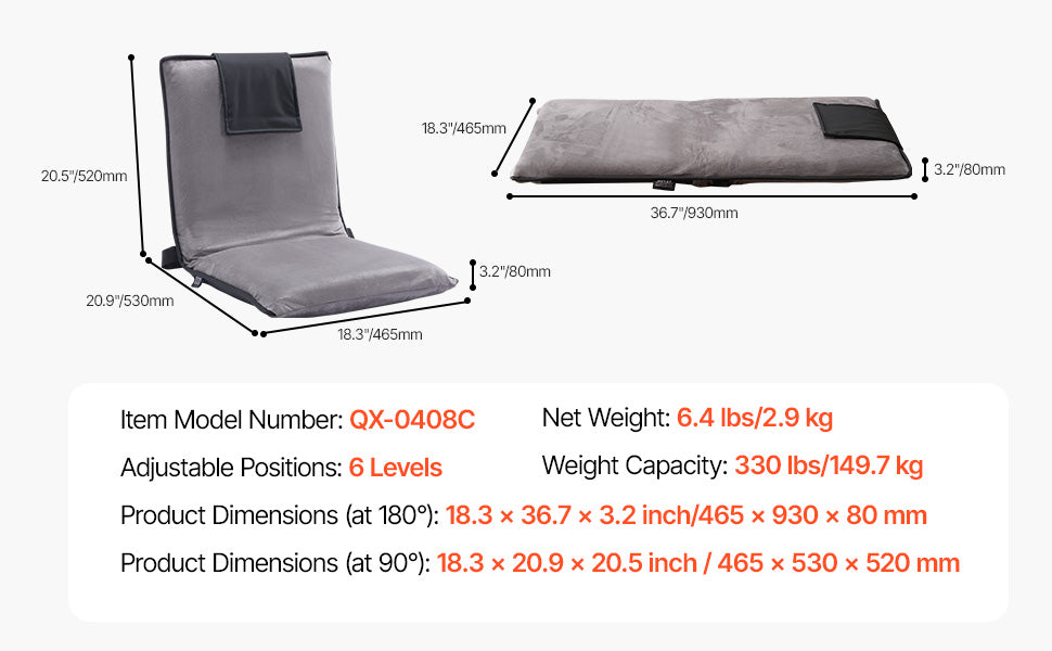 SucceBuy Floor Chair Recycled Foam Folding Sofa Chair Multifunctional Floor Chair with Back Support Ideal for Sleeping Reading