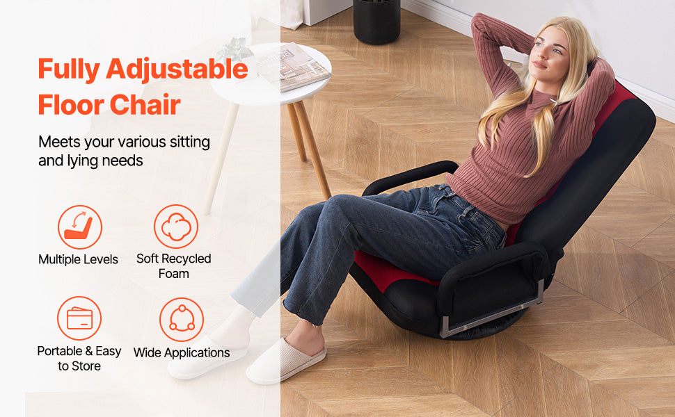 SucceBuy Floor Chair Recycled Foam Folding Sofa Chair Multifunctional Floor Chair with Back Support Ideal for Sleeping Reading