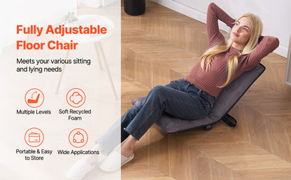 SucceBuy Floor Chair Recycled Foam Folding Sofa Chair Multifunctional Floor Chair with Back Support Ideal for Sleeping Reading