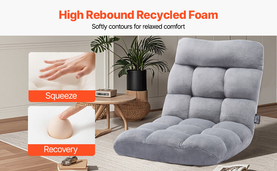 SucceBuy Floor Chair Recycled Foam Folding Sofa Chair Multifunctional Floor Chair with Back Support Ideal for Sleeping Reading