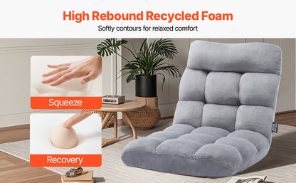 SucceBuy Floor Chair Recycled Foam Folding Sofa Chair Multifunctional Floor Chair with Back Support Ideal for Sleeping Reading