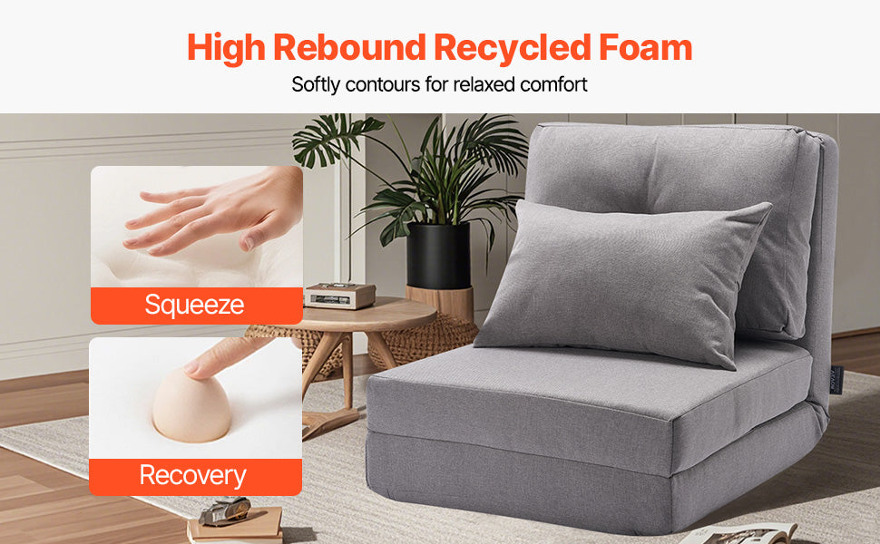 SucceBuy Floor Chair Recycled Foam Folding Sofa Chair Multifunctional Floor Chair with Back Support Ideal for Sleeping Reading