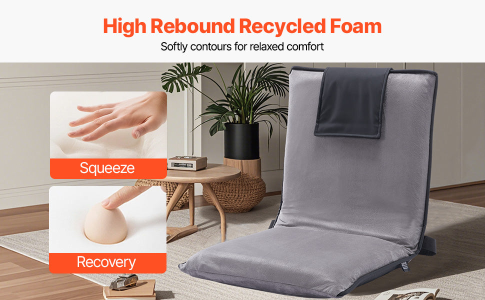 SucceBuy Floor Chair Recycled Foam Folding Sofa Chair Multifunctional Floor Chair with Back Support Ideal for Sleeping Reading