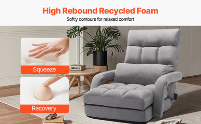 SucceBuy Floor Chair Recycled Foam Folding Sofa Chair Multifunctional Floor Chair with Back Support Ideal for Sleeping Reading