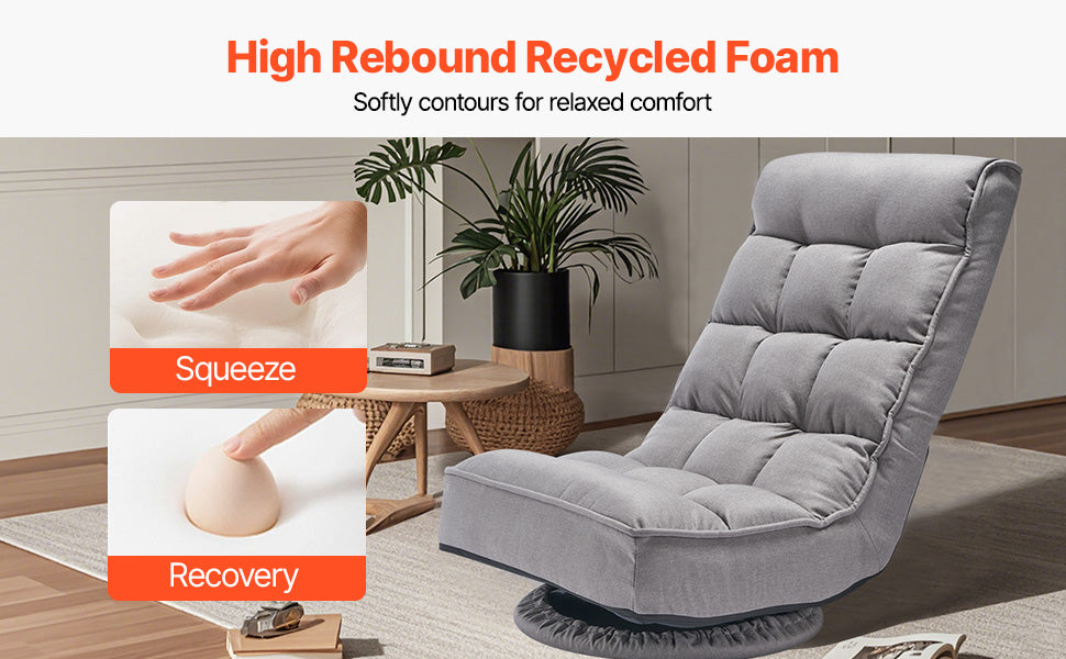 SucceBuy Floor Chair Recycled Foam Folding Sofa Chair Multifunctional Floor Chair with Back Support Ideal for Sleeping Reading