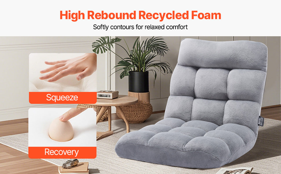 SucceBuy Floor Chair Recycled Foam Folding Sofa Chair Multifunctional Floor Chair with Back Support Ideal for Sleeping Reading
