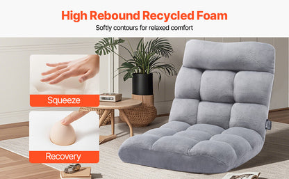 SucceBuy Floor Chair Recycled Foam Folding Sofa Chair Multifunctional Floor Chair with Back Support Ideal for Sleeping Reading