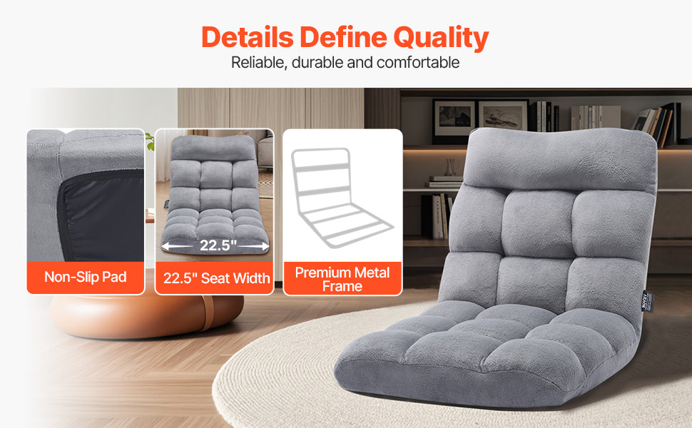 SucceBuy Floor Chair Recycled Foam Folding Sofa Chair Multifunctional Floor Chair with Back Support Ideal for Sleeping Reading