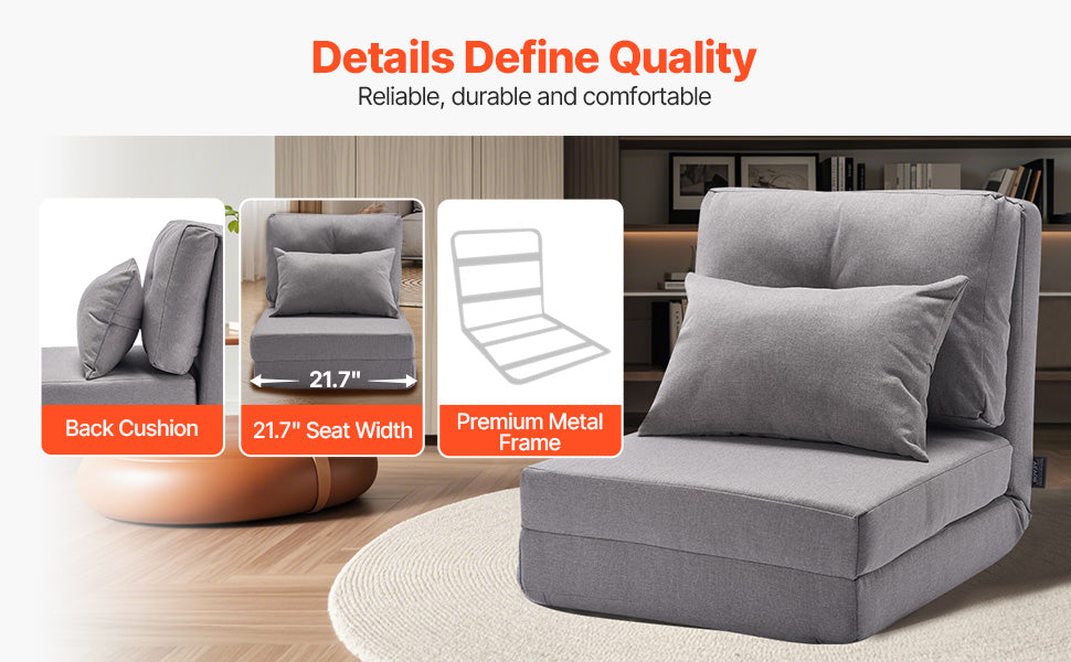 SucceBuy Floor Chair Recycled Foam Folding Sofa Chair Multifunctional Floor Chair with Back Support Ideal for Sleeping Reading