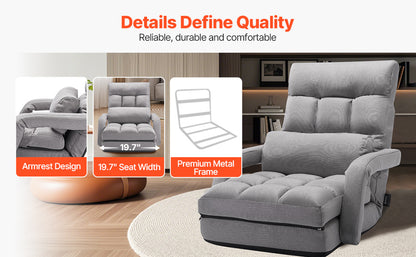 SucceBuy Floor Chair Recycled Foam Folding Sofa Chair Multifunctional Floor Chair with Back Support Ideal for Sleeping Reading