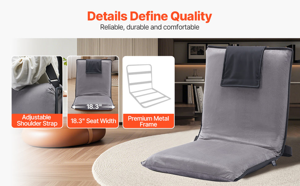 SucceBuy Floor Chair Recycled Foam Folding Sofa Chair Multifunctional Floor Chair with Back Support Ideal for Sleeping Reading