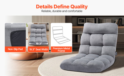 SucceBuy Floor Chair Recycled Foam Folding Sofa Chair Multifunctional Floor Chair with Back Support Ideal for Sleeping Reading