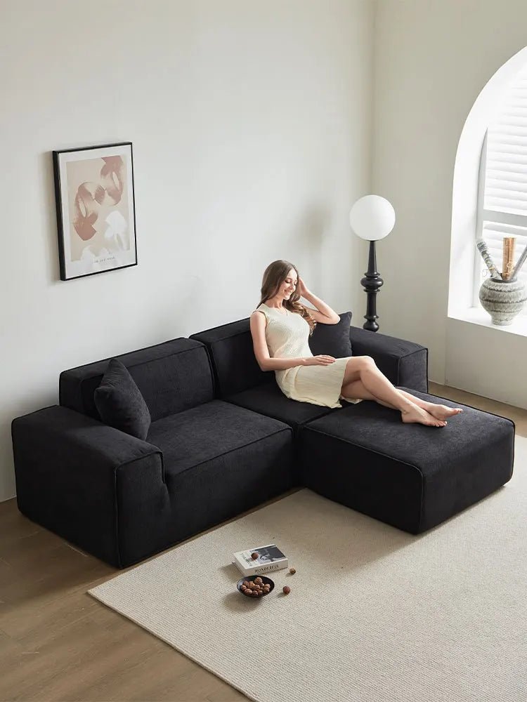 Frameless Tofu Block Sofa, Wabi - Sabi Chenille Fabric with 5 - Zone Support, Heavy - Duty & High - Density Foam, Minimalist Design - PatioLix