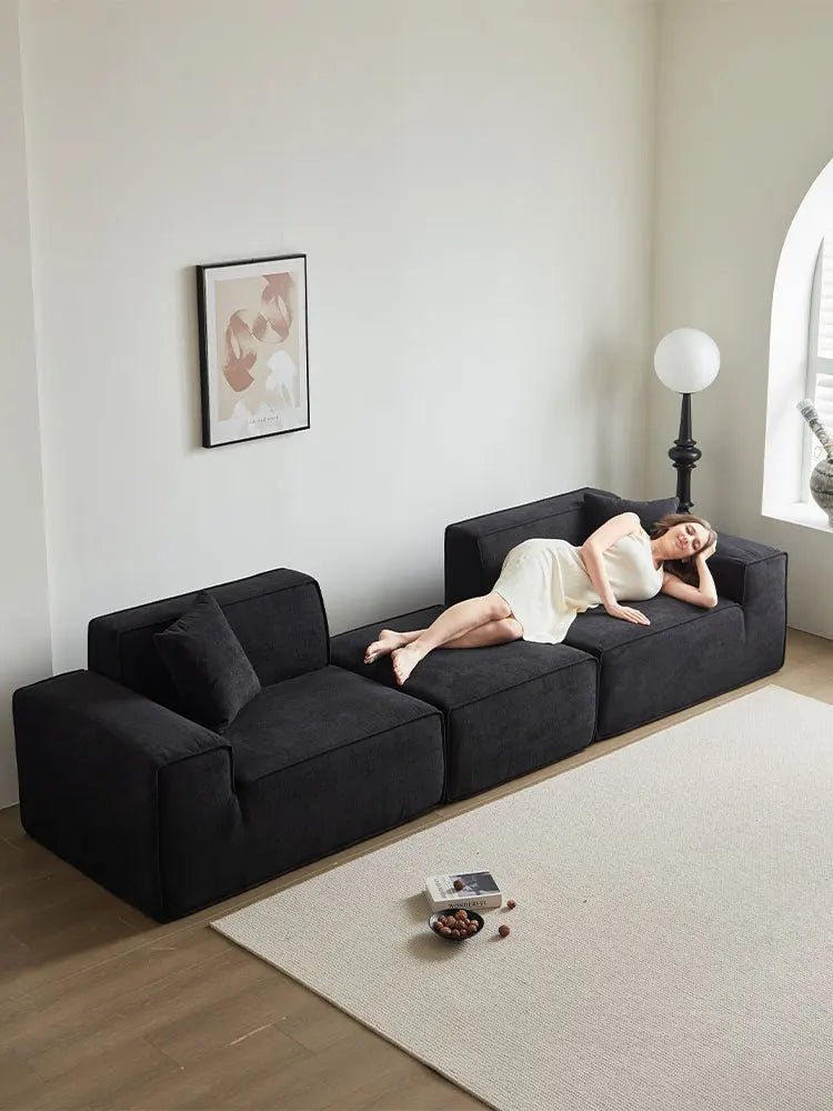 Frameless Tofu Block Sofa, Wabi - Sabi Chenille Fabric with 5 - Zone Support, Heavy - Duty & High - Density Foam, Minimalist Design - PatioLix