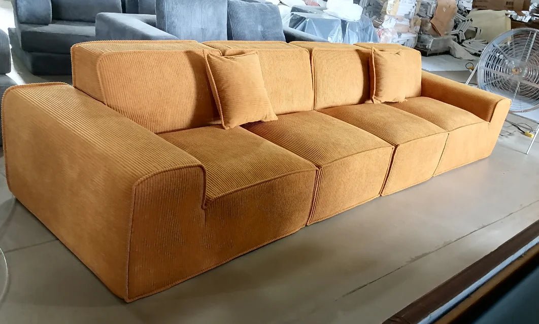 Frameless Tofu Block Sofa, Wabi - Sabi Chenille Fabric with 5 - Zone Support, Heavy - Duty & High - Density Foam, Minimalist Design - PatioLix