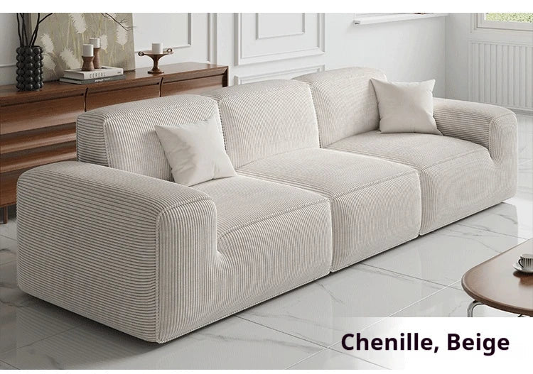 Frameless Tofu Block Sofa, Wabi - Sabi Chenille Fabric with 5 - Zone Support, Heavy - Duty & High - Density Foam, Minimalist Design - PatioLix