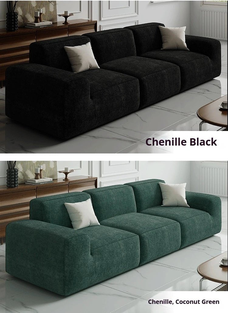 Frameless Tofu Block Sofa, Wabi - Sabi Chenille Fabric with 5 - Zone Support, Heavy - Duty & High - Density Foam, Minimalist Design - PatioLix