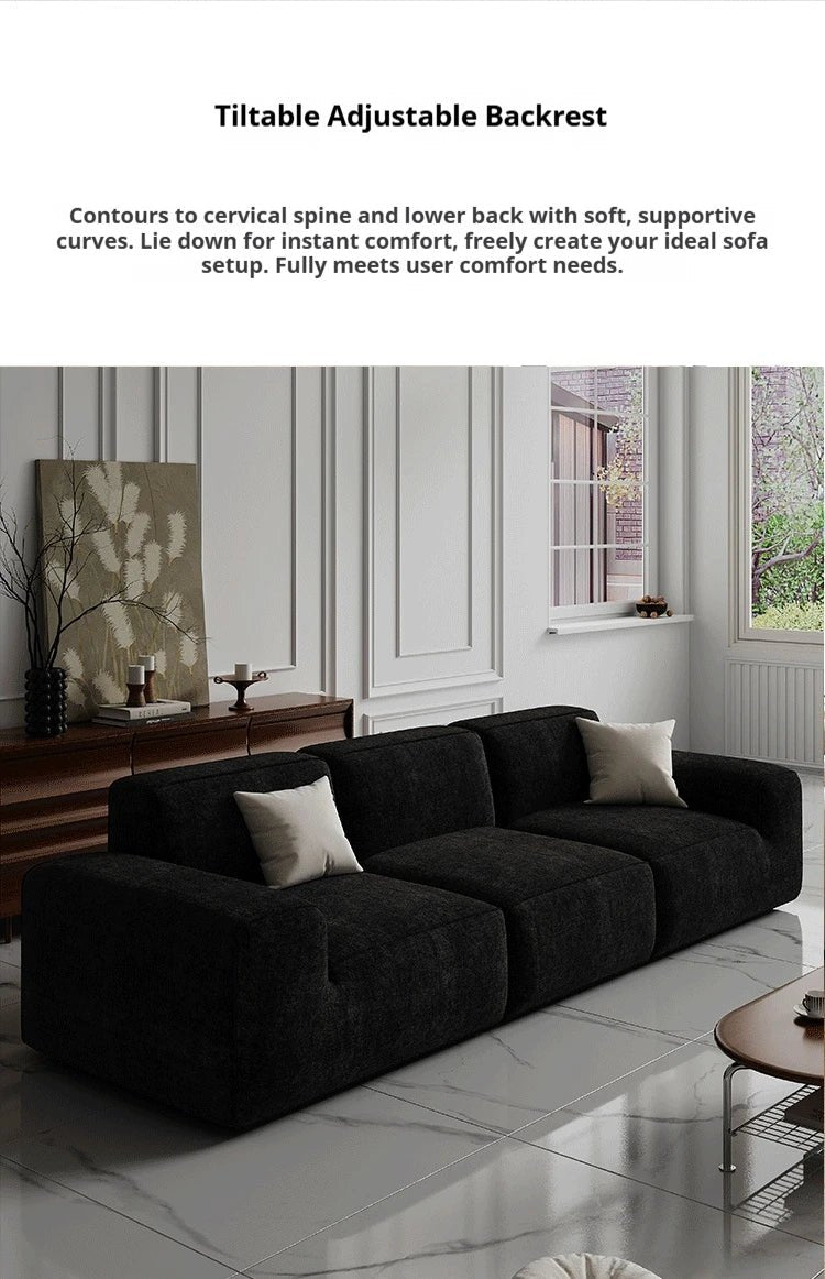 Frameless Tofu Block Sofa, Wabi - Sabi Chenille Fabric with 5 - Zone Support, Heavy - Duty & High - Density Foam, Minimalist Design - PatioLix