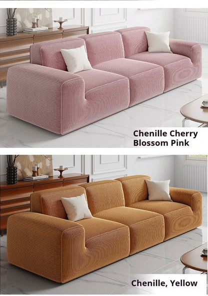 Frameless Tofu Block Sofa, Wabi - Sabi Chenille Fabric with 5 - Zone Support, Heavy - Duty & High - Density Foam, Minimalist Design - PatioLix