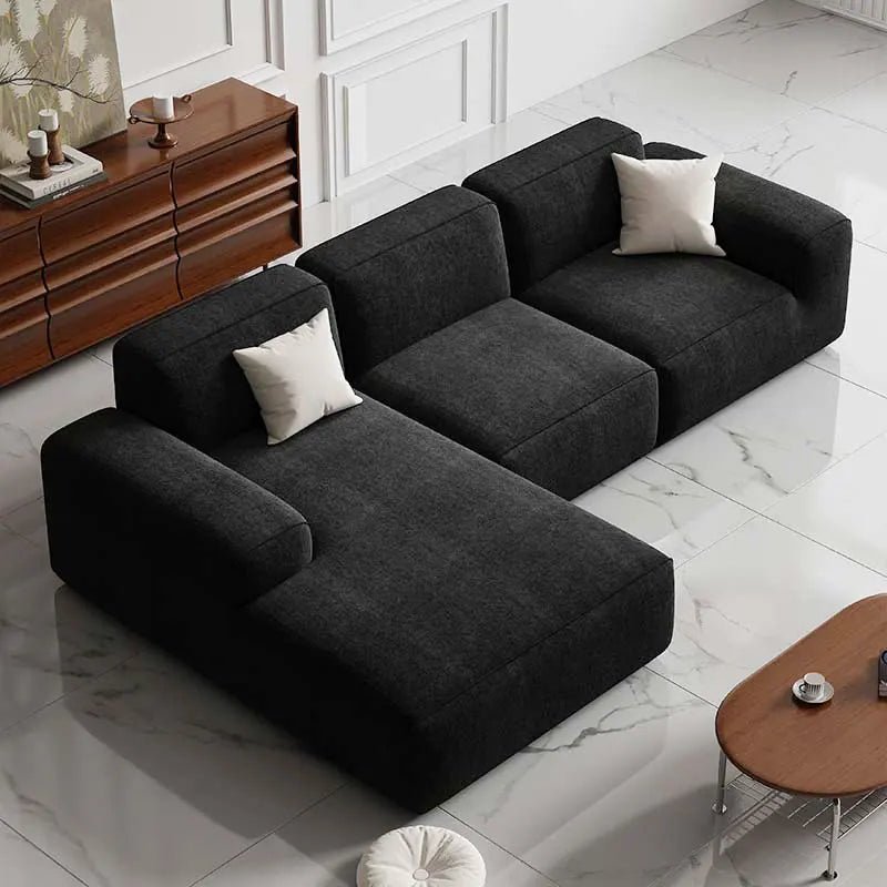 Frameless Tofu Block Sofa, Wabi - Sabi Chenille Fabric with 5 - Zone Support, Heavy - Duty & High - Density Foam, Minimalist Design - PatioLix