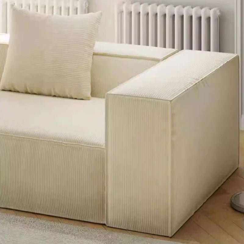 French Cream Color Fabric Compressed Sofa Living Room Straight Italian Minimalist Vacuum Sofa Packaging Home Furniture - PatioLix