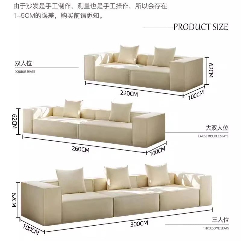 French Cream Color Fabric Compressed Sofa Living Room Straight Italian Minimalist Vacuum Sofa Packaging Home Furniture - PatioLix