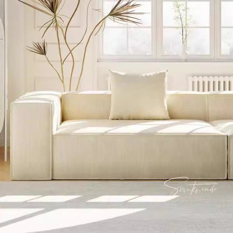 French Cream Color Fabric Compressed Sofa Living Room Straight Italian Minimalist Vacuum Sofa Packaging Home Furniture - PatioLix