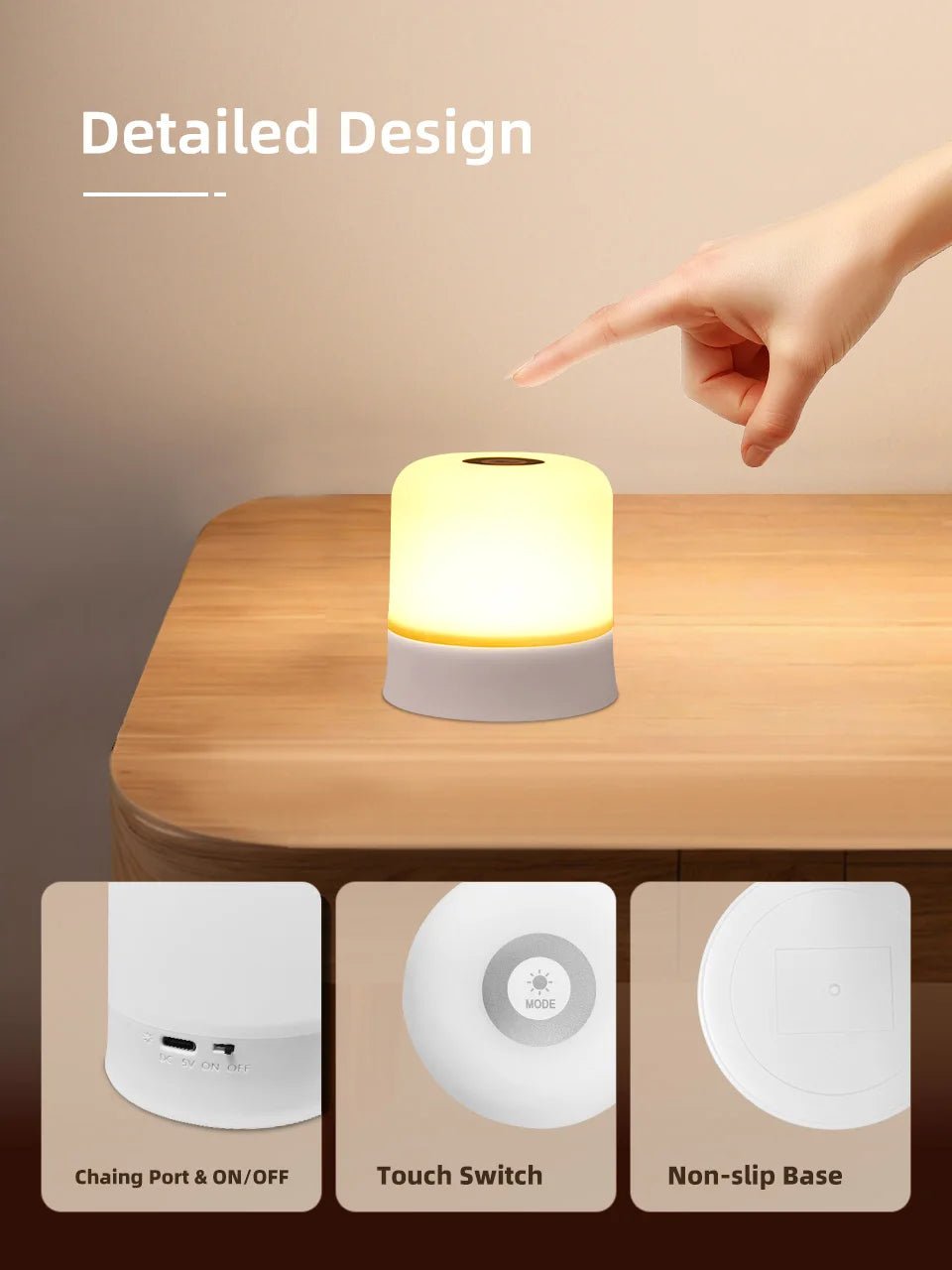 GGbingo Touch Night Light Rechargeable Remote Control Night Light RGB Dimmable Table Lamp Ambient Light for Bedroom Living Room - PatioLix