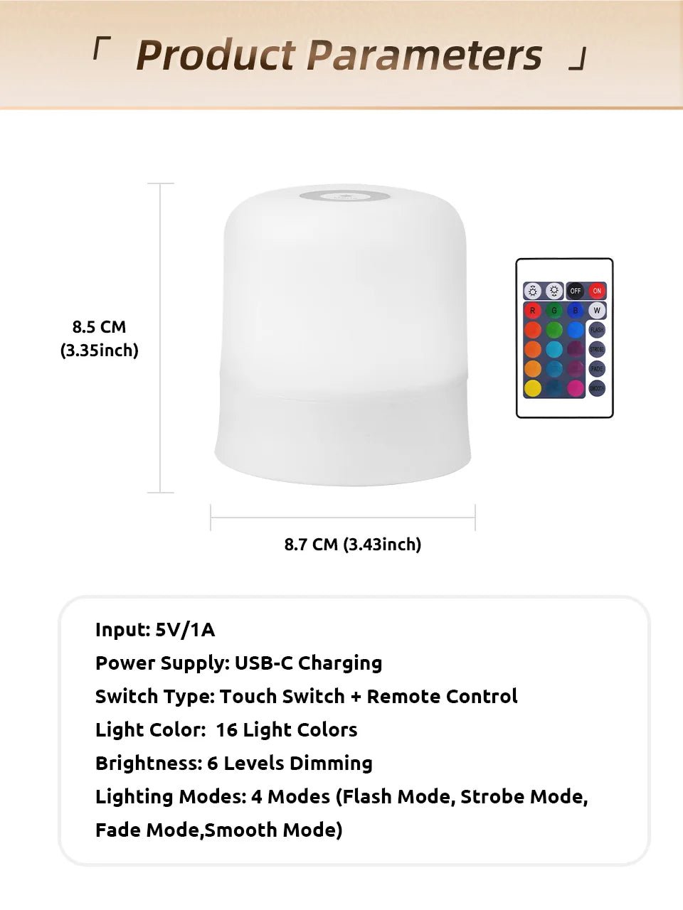 GGbingo Touch Night Light Rechargeable Remote Control Night Light RGB Dimmable Table Lamp Ambient Light for Bedroom Living Room - PatioLix