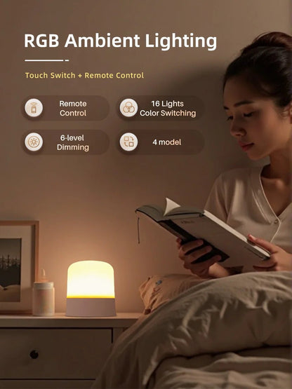 GGbingo Touch Night Light Rechargeable Remote Control Night Light RGB Dimmable Table Lamp Ambient Light for Bedroom Living Room - PatioLix