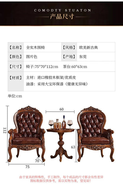 H5 retro solid wood single sofa chair living room casual light luxury leather armchair - PatioLix