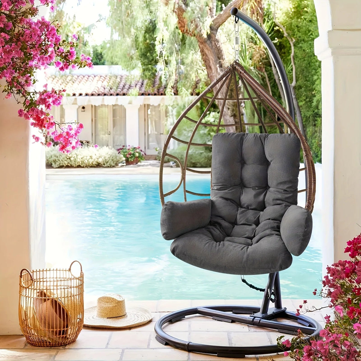 Hammock Rocking Chair Cushion Egg - shape Cushion Available for Garden Living Room Decoration (Without Hanging Basket Seat) Cojin - PatioLix