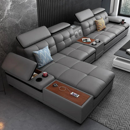 High quality sponge Genuine leather European style Bedroom Living Room Furniture Sectional Sofa - PatioLix