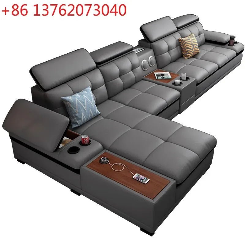 High quality sponge Genuine leather European style Bedroom Living Room Furniture Sectional Sofa - PatioLix