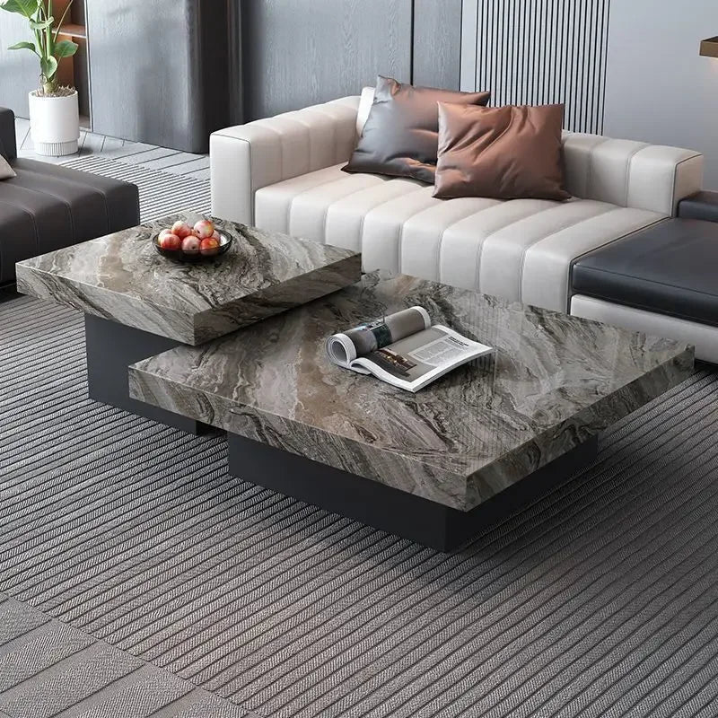 Italian rock slab coffee table living room household light luxury high - end small apartment modern minimalist - PatioLix