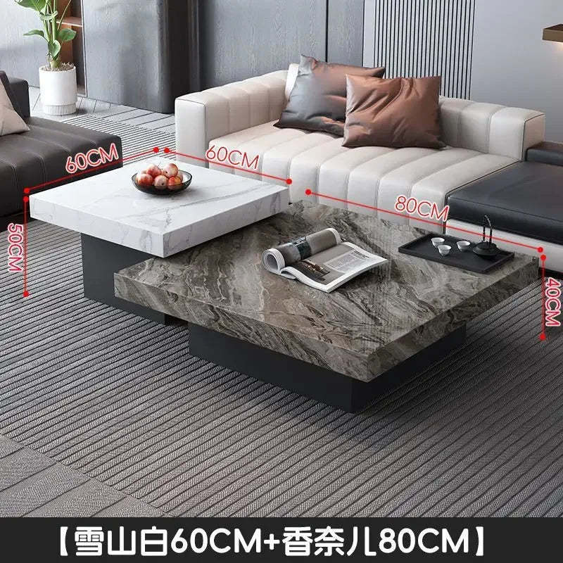 Italian rock slab coffee table living room household light luxury high - end small apartment modern minimalist - PatioLix