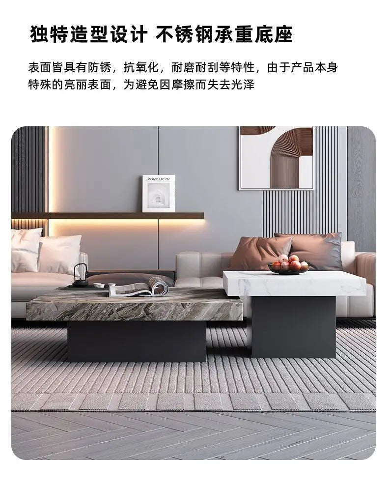 Italian rock slab coffee table living room household light luxury high - end small apartment modern minimalist - PatioLix