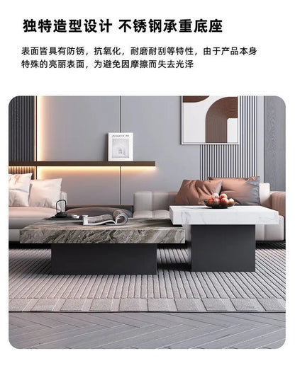 Italian rock slab coffee table living room household light luxury high - end small apartment modern minimalist - PatioLix
