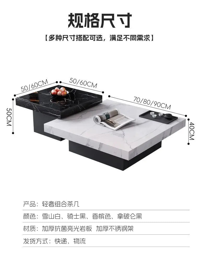 Italian rock slab coffee table living room household light luxury high - end small apartment modern minimalist - PatioLix