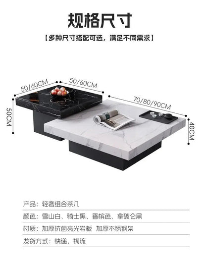 Italian rock slab coffee table living room household light luxury high - end small apartment modern minimalist - PatioLix