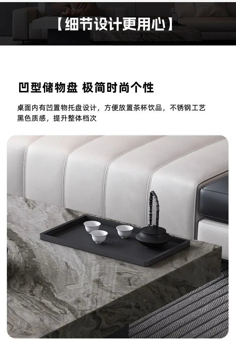 Italian rock slab coffee table living room household light luxury high - end small apartment modern minimalist - PatioLix