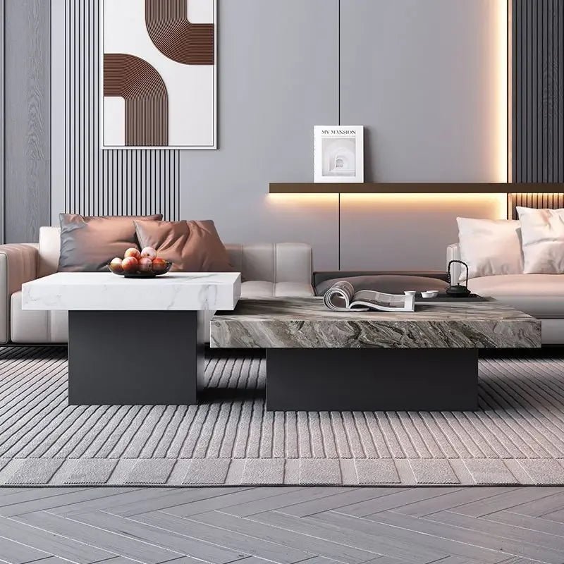 Italian rock slab coffee table living room household light luxury high - end small apartment modern minimalist - PatioLix
