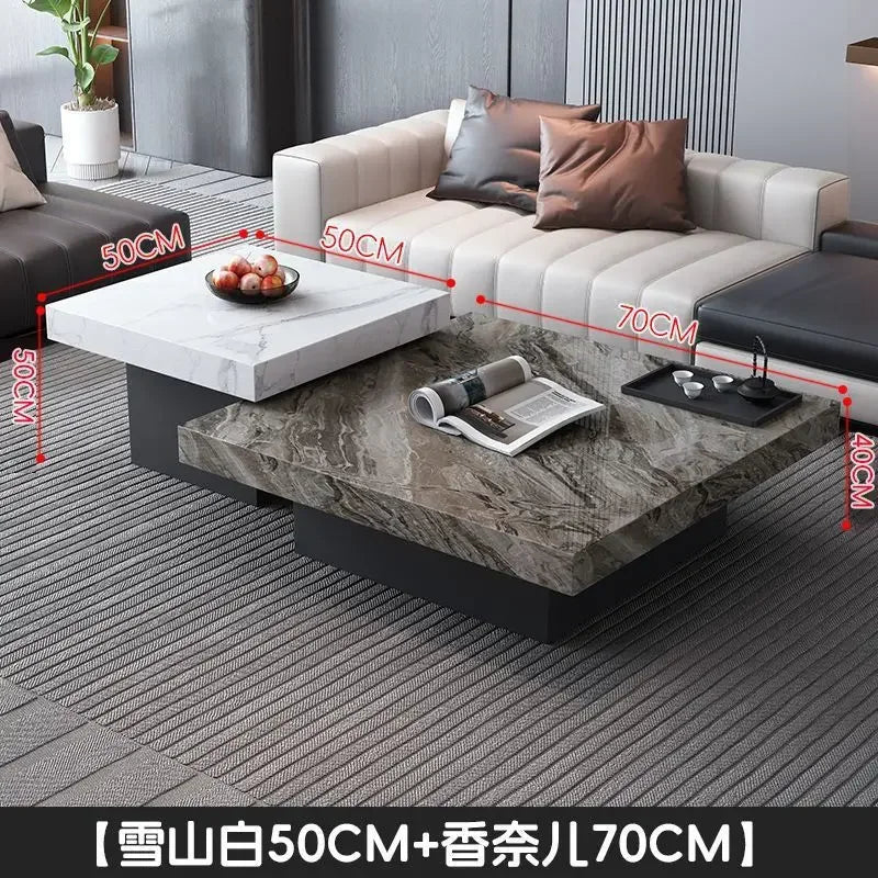 Italian rock slab coffee table living room household light luxury high - end small apartment modern minimalist - PatioLix