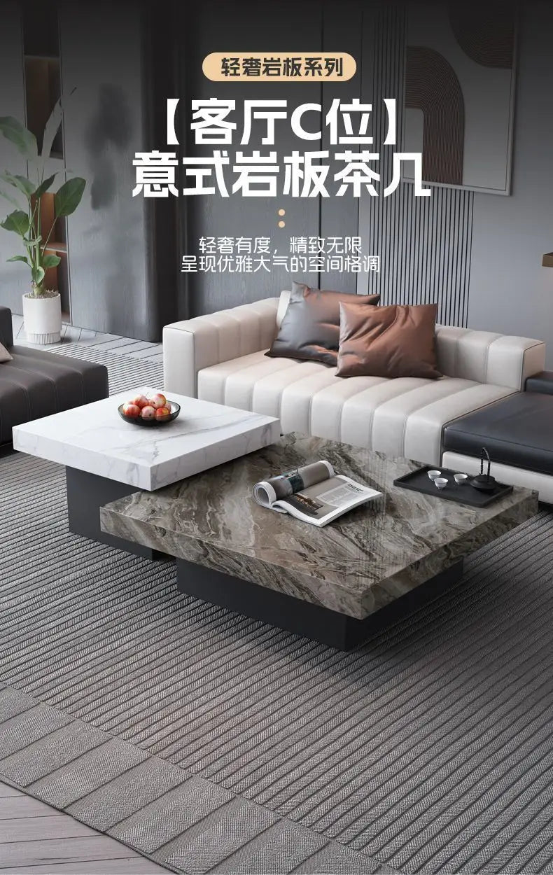 Italian rock slab coffee table living room household light luxury high - end small apartment modern minimalist - PatioLix