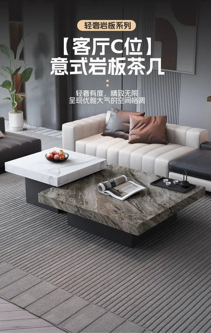 Italian rock slab coffee table living room household light luxury high - end small apartment modern minimalist - PatioLix