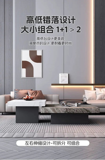Italian rock slab coffee table living room household light luxury high - end small apartment modern minimalist - PatioLix