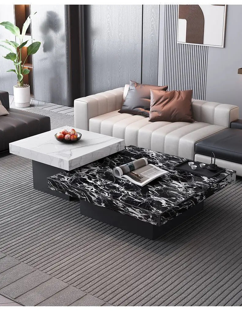 Italian rock slab coffee table living room household light luxury high - end small apartment modern minimalist - PatioLix